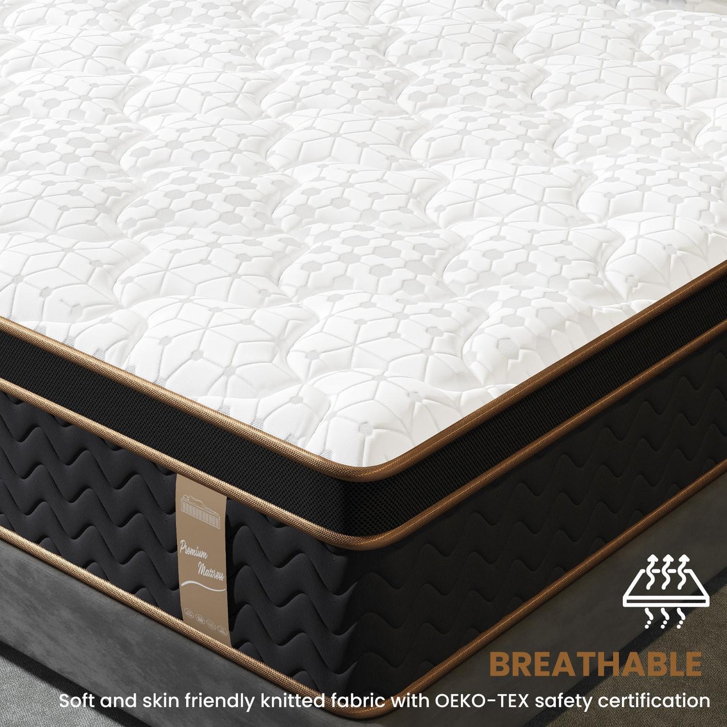 Plush Hybrid Mattresses With Gel Memory Foam, Individual Pocket Spring Motion Isolation Edge Support Somnus Mattress USA