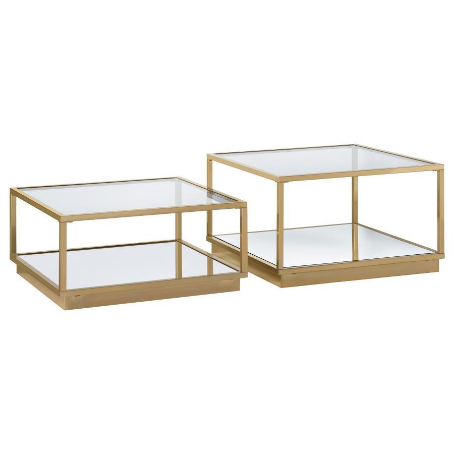 Renee - 2 Piece Square Coffee Table Set - Rose Brass CoasterElevations