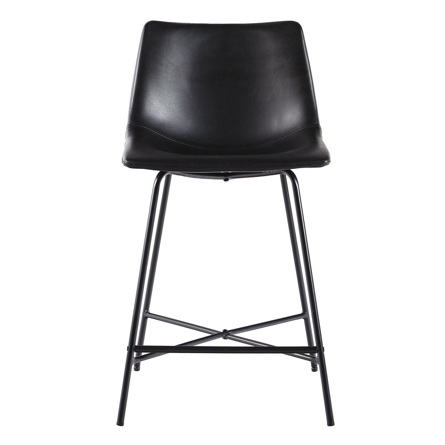 Modern Upholstered Counter Stool With Metal X Base (Set of 2) - Black Walker Edison