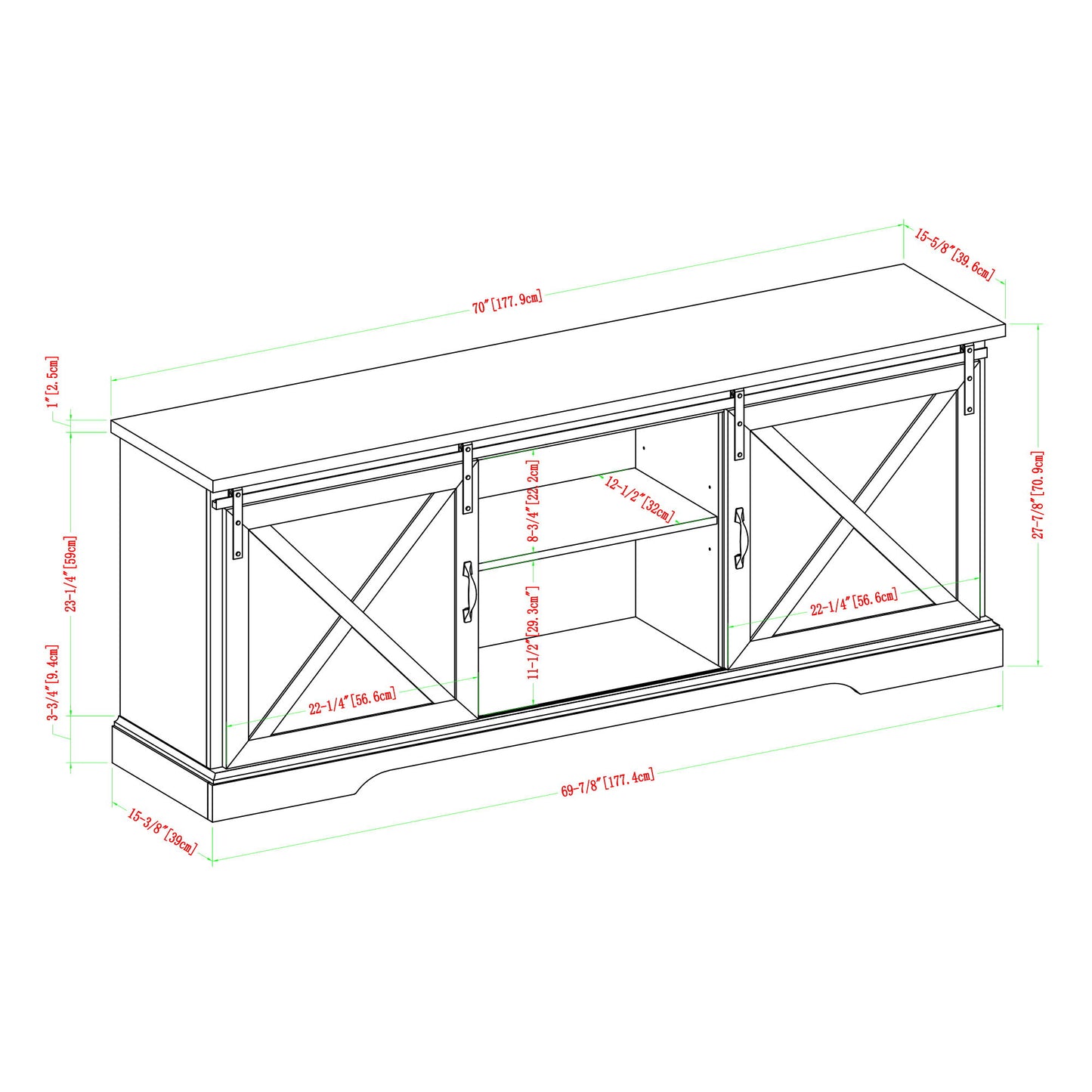Farmhouse Sliding X Barn Door TV Stand Walker Edison