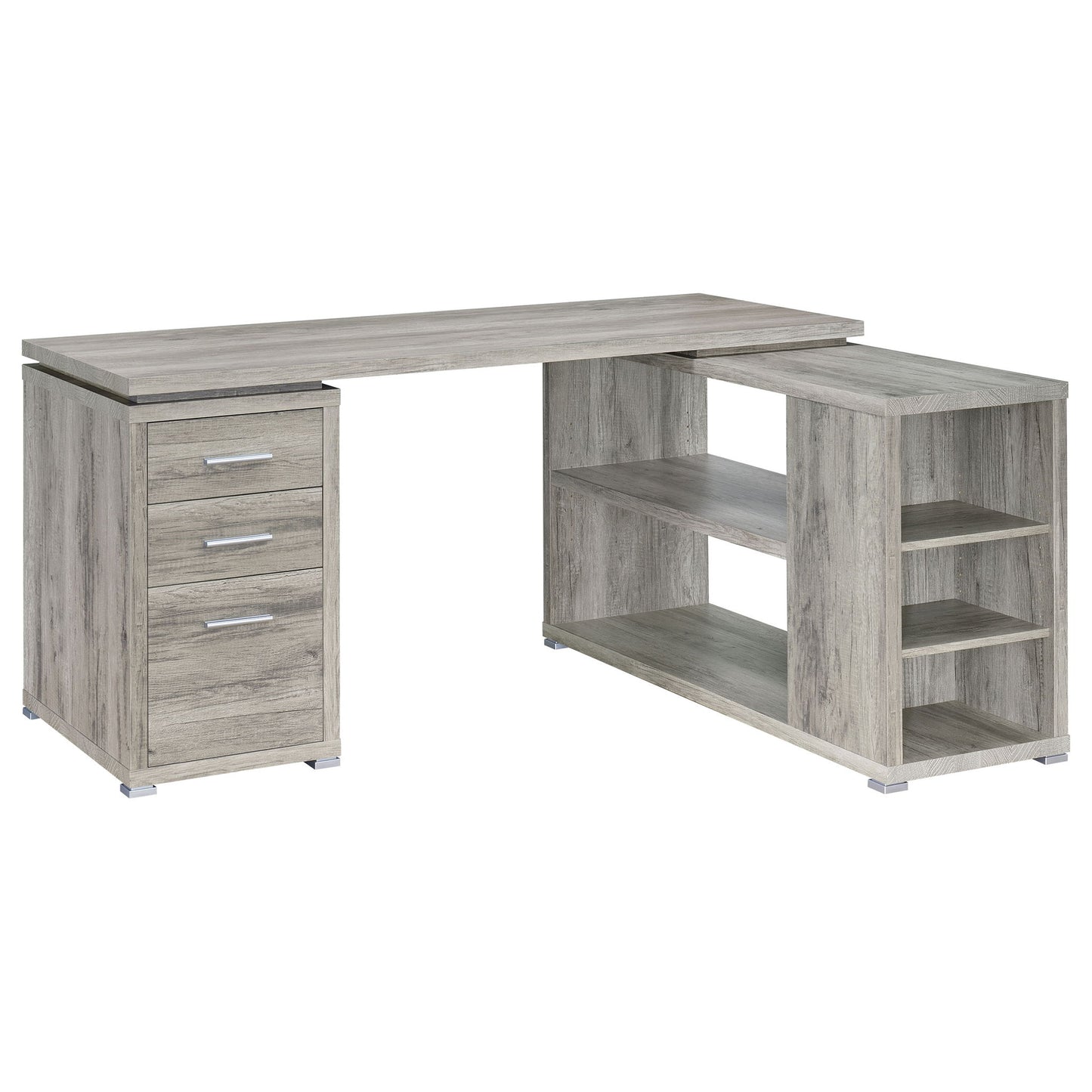Transitional L Shape Computer Desk With Multiple Storage And Built In File Cabinet Home Essentials
