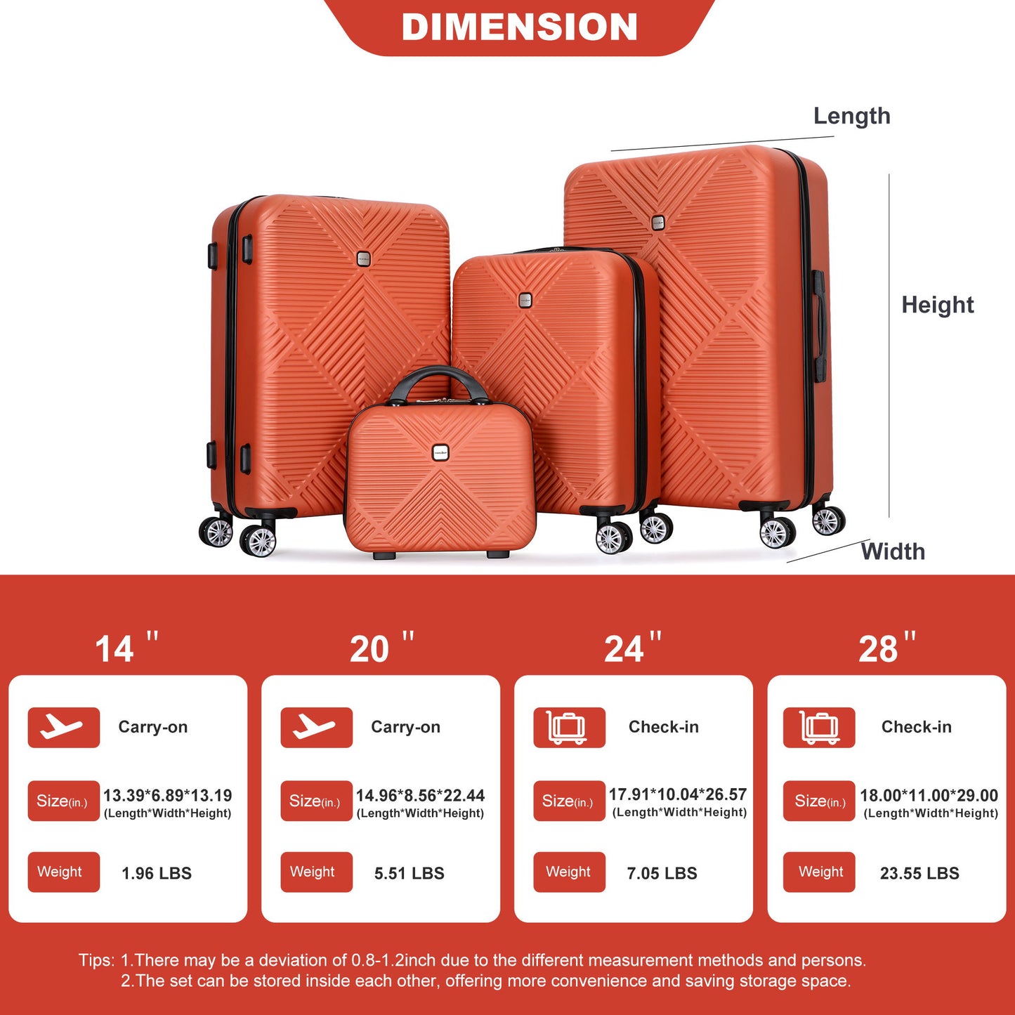 4 Piece Lightweight Suitcase, Makeup Box, Aircraft Wheels Daily Nest