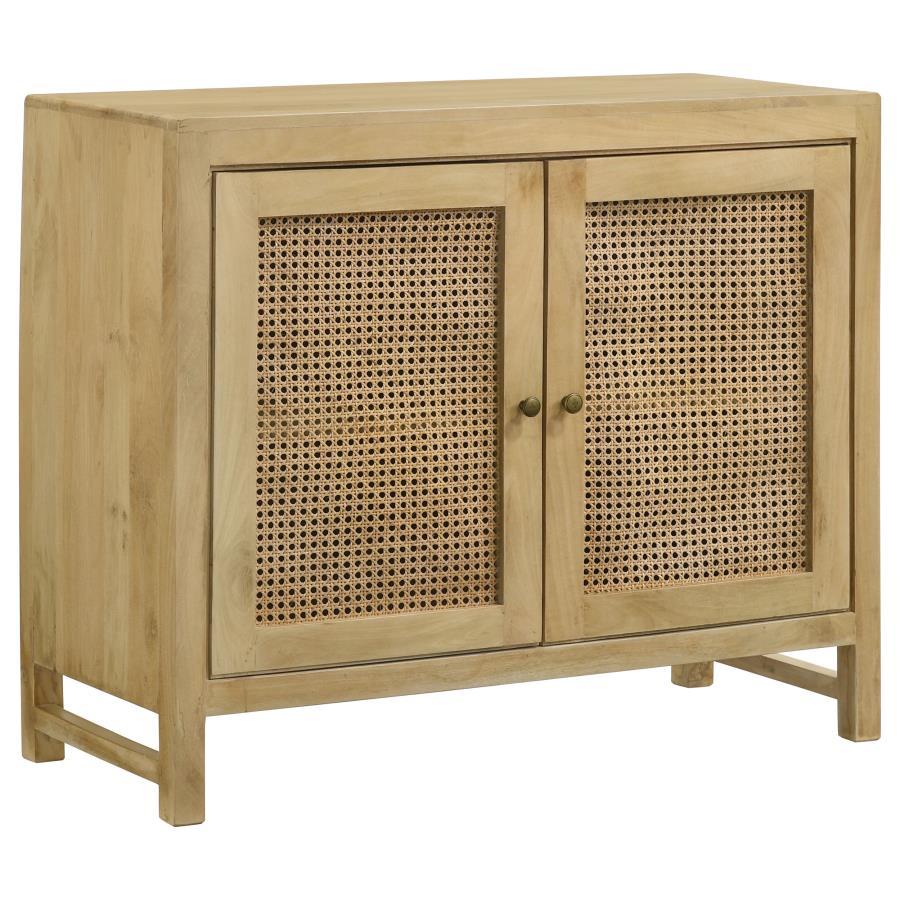 Zamora - Wood Accent Cabinet With Woven Cane CoasterEssence