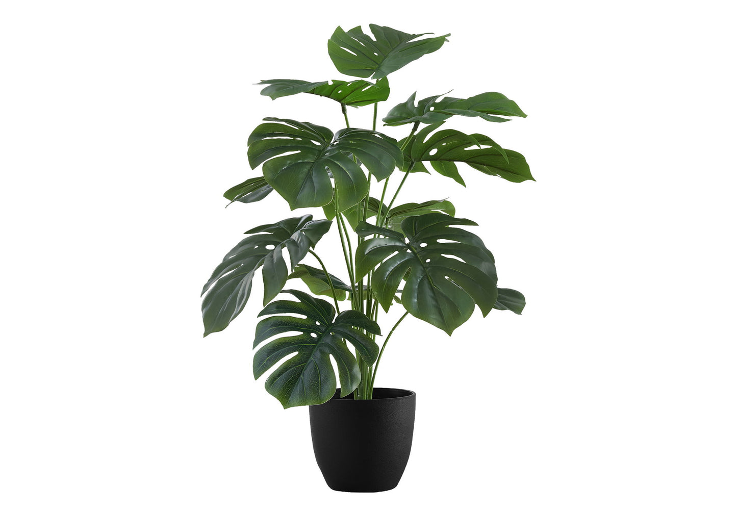 24" Tall, Artificial Plant, Monstera, Indoor, Faux, Fake, Table, Greenery, Potted, Real Touch, Decorative - Green / Black 8th Street