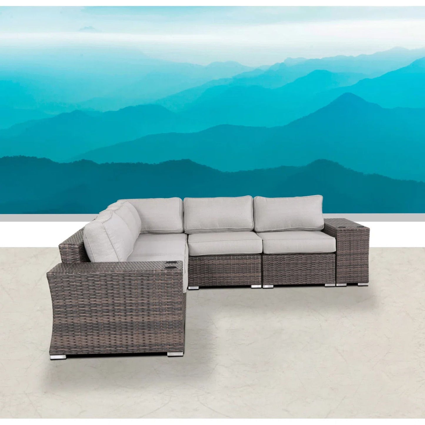 Rattan Sectional Sofa Set With Cushions LSI Patio Furniture