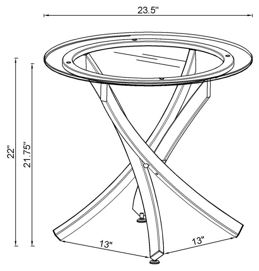 Brooke - Round Glass Top Side End Table Metal Base CoasterEssence