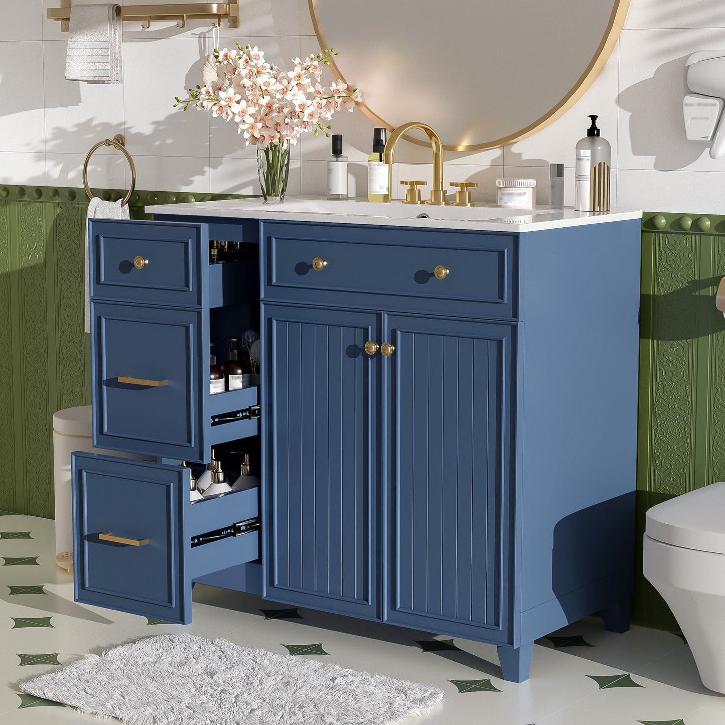 Bathroom Vanity With Sink, Soft Close Doors, Adjustable Shelves Hearth and Haven