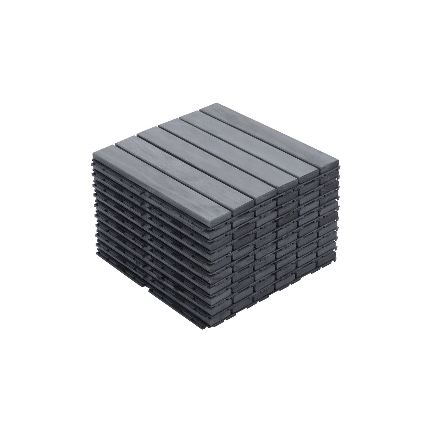 Interlocking Deck Tiles Striped Pattern, Square Acacia Hardwood Outdoor Flooring For Patio, Bancony, Pool Side Daily Nest