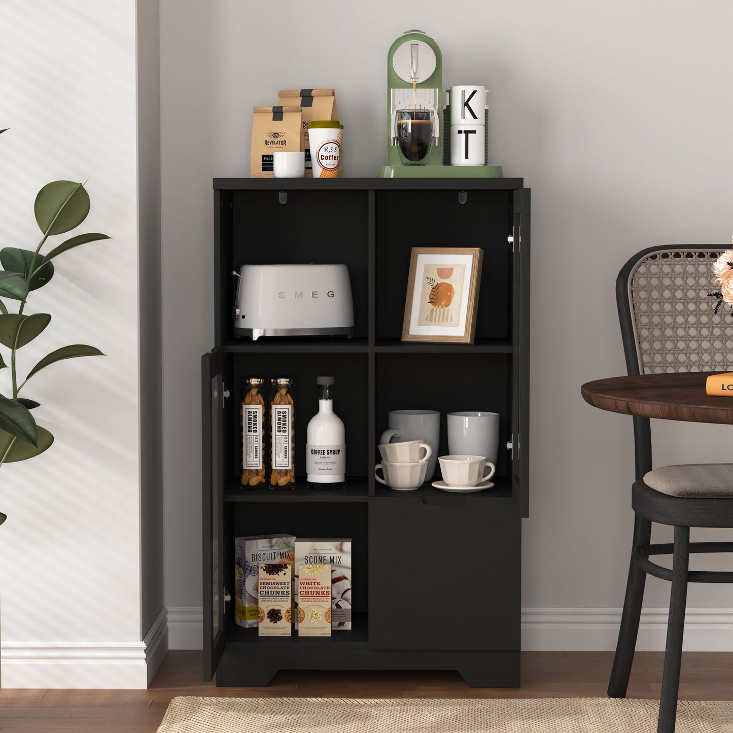 Modern Cabinet With Glass Doors And Drawer Home Essentials