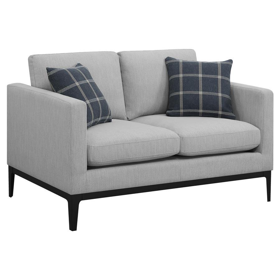 Apperson - Upholstered Track Arm Loveseat - Light Gray CoasterElevations