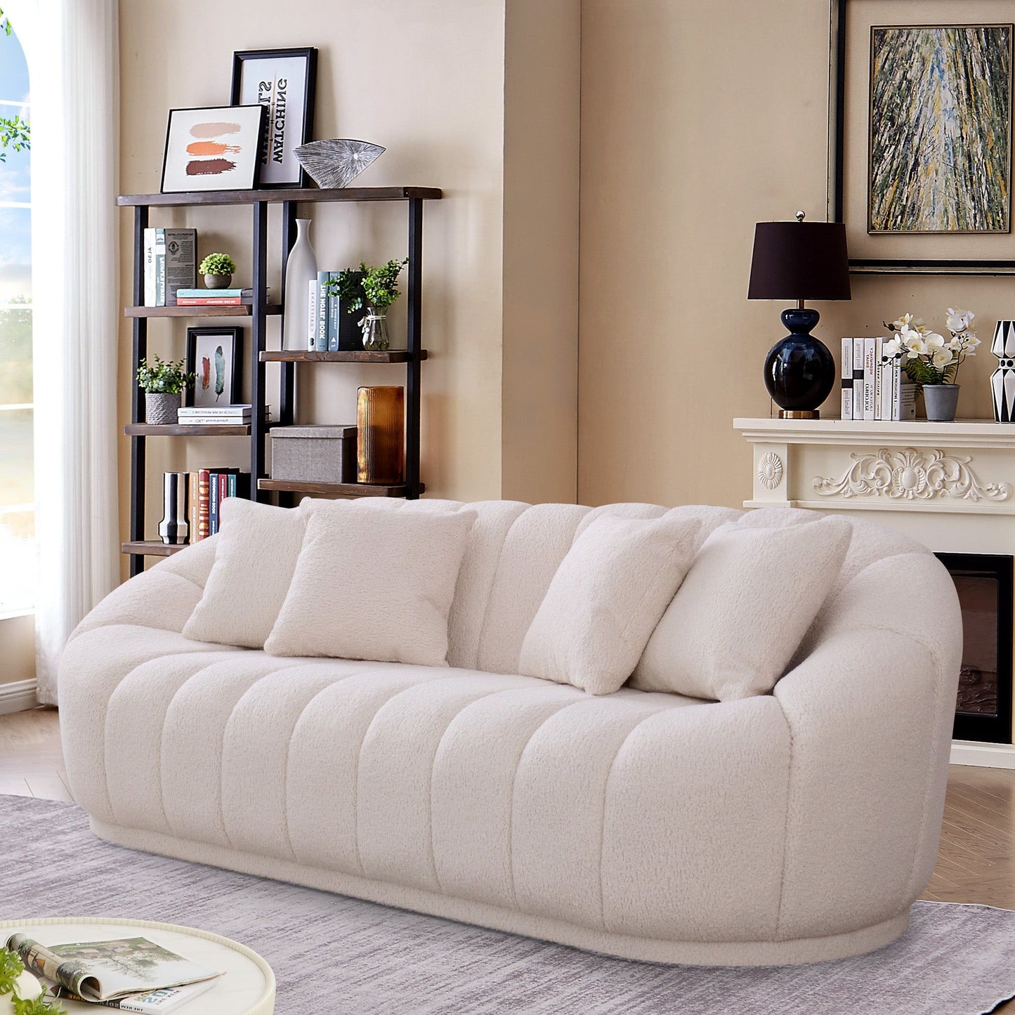 Maximilian - Modern Japandi Style Tight Back Boucle Couches Ashcroft Furniture