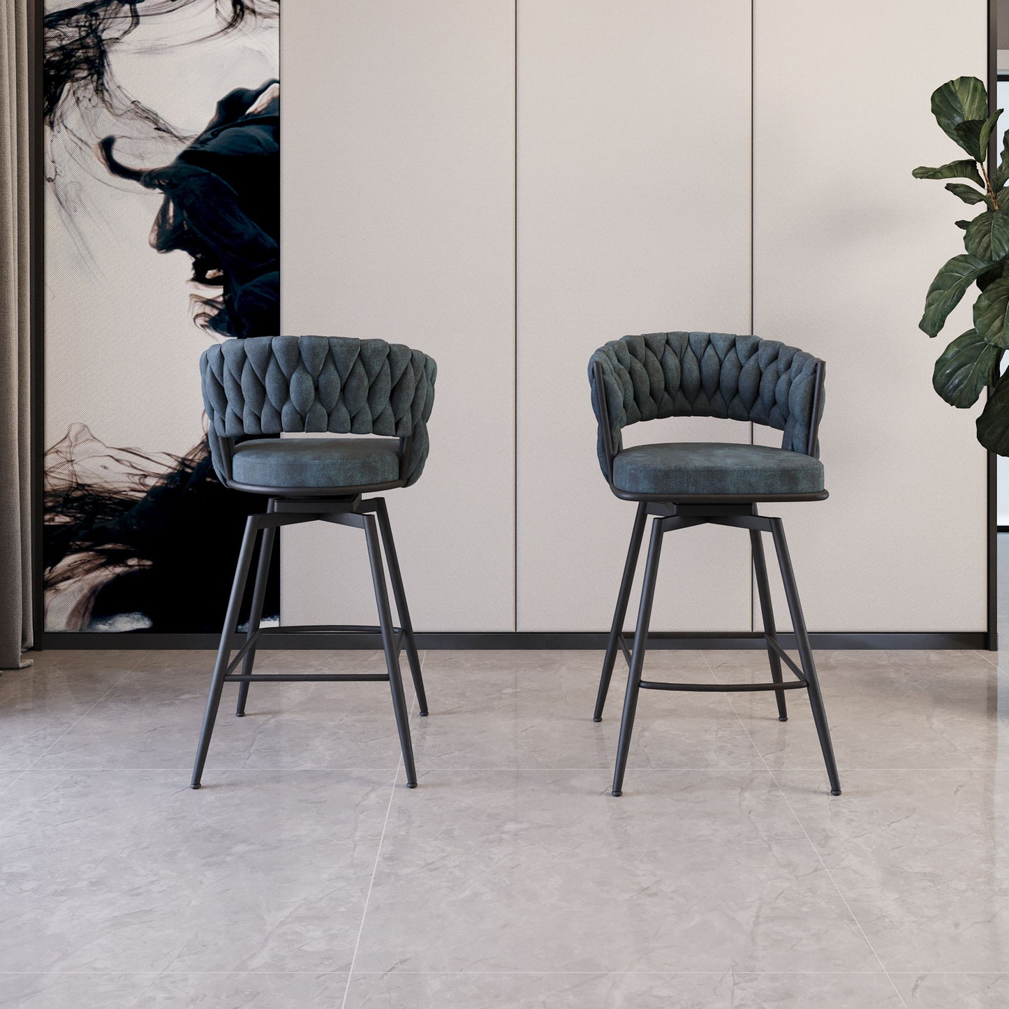 Bar Stool 360 Swivel With Back Footrest Home Essentials