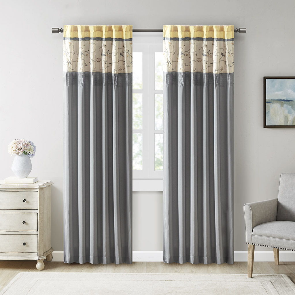 Serene - Embroidered Window Panel - Yellow Madison Park