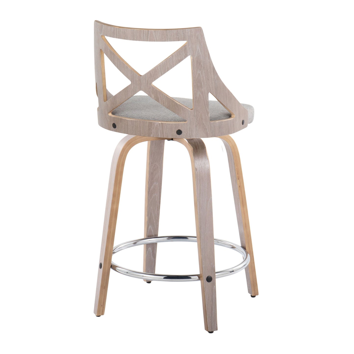 Charlotte - Farmhouse Fixed Height Counter Stool & Swivel With Round Footrest (Set of 2) Lumi Source