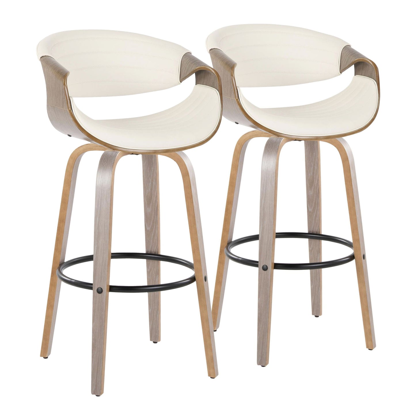 Symphony - Mid-Century Modern Fixed Height Barstool With Swivel With Round Footrest (Set of 2) Lumi Source