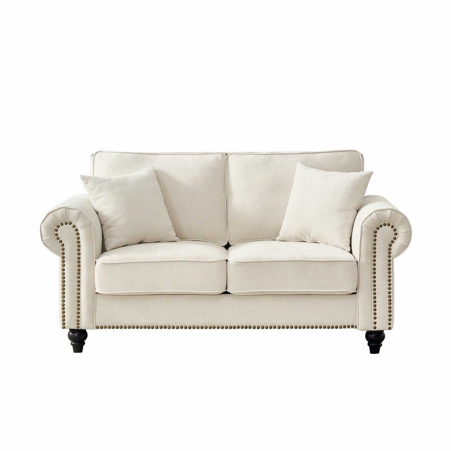 2 Seater Sofa With Rolled Arms, Tufted Upholstered Couch Home Essentials