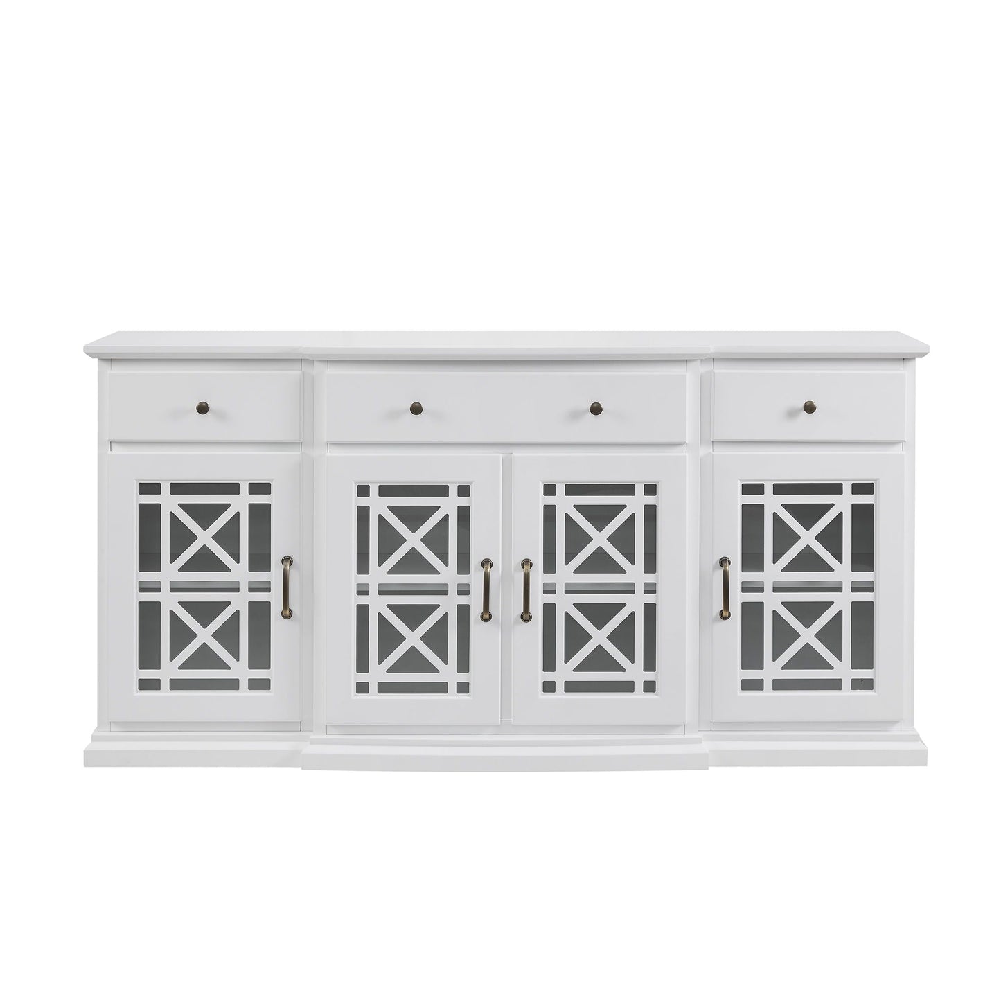 Classic Fretwork Detailed Glass Door Sideboard Walker Edison