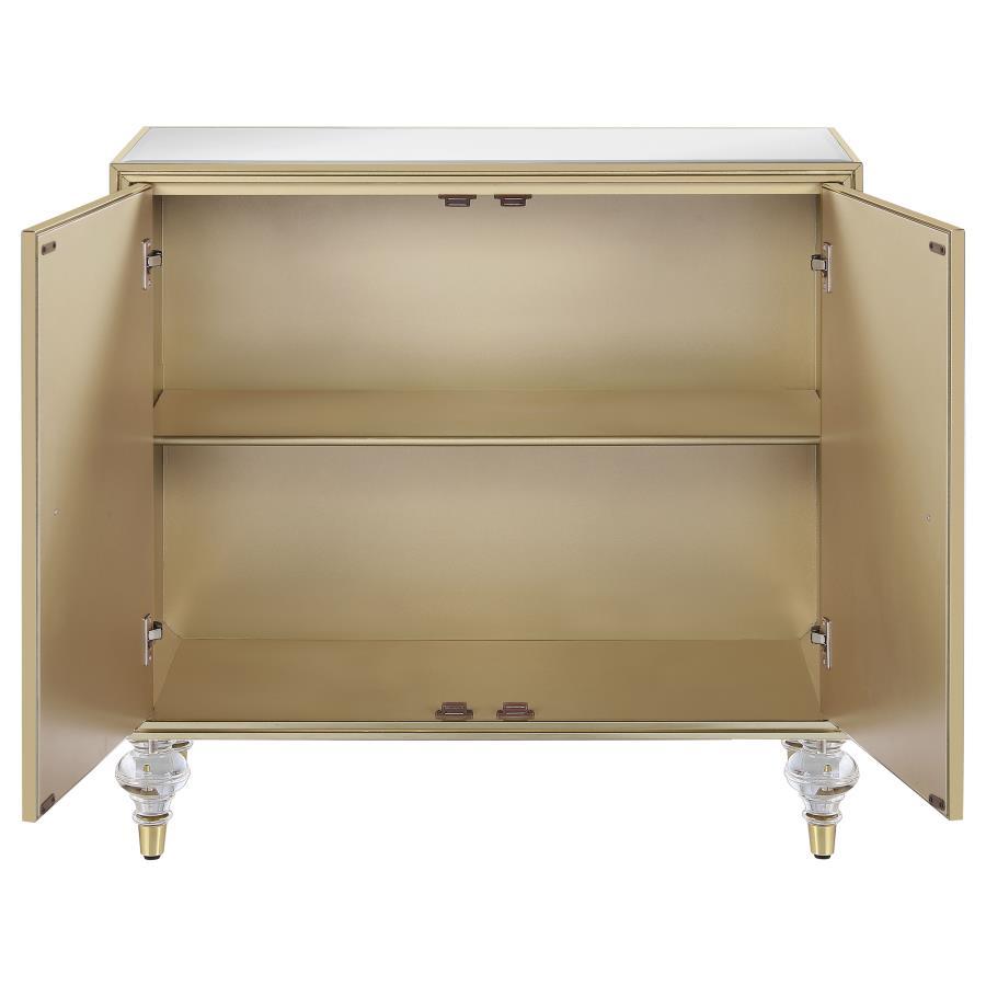 Astilbe - 2-Door Mirrored Accent Cabinet - Silver And Champagne CoasterEssence