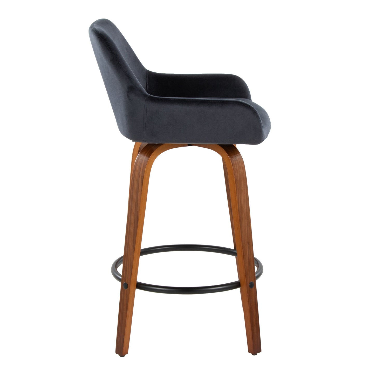 Daniella - Contemporary Fixed Height Counter Stool With Swivel With Round Footrest (Set of 2) Lumi Source