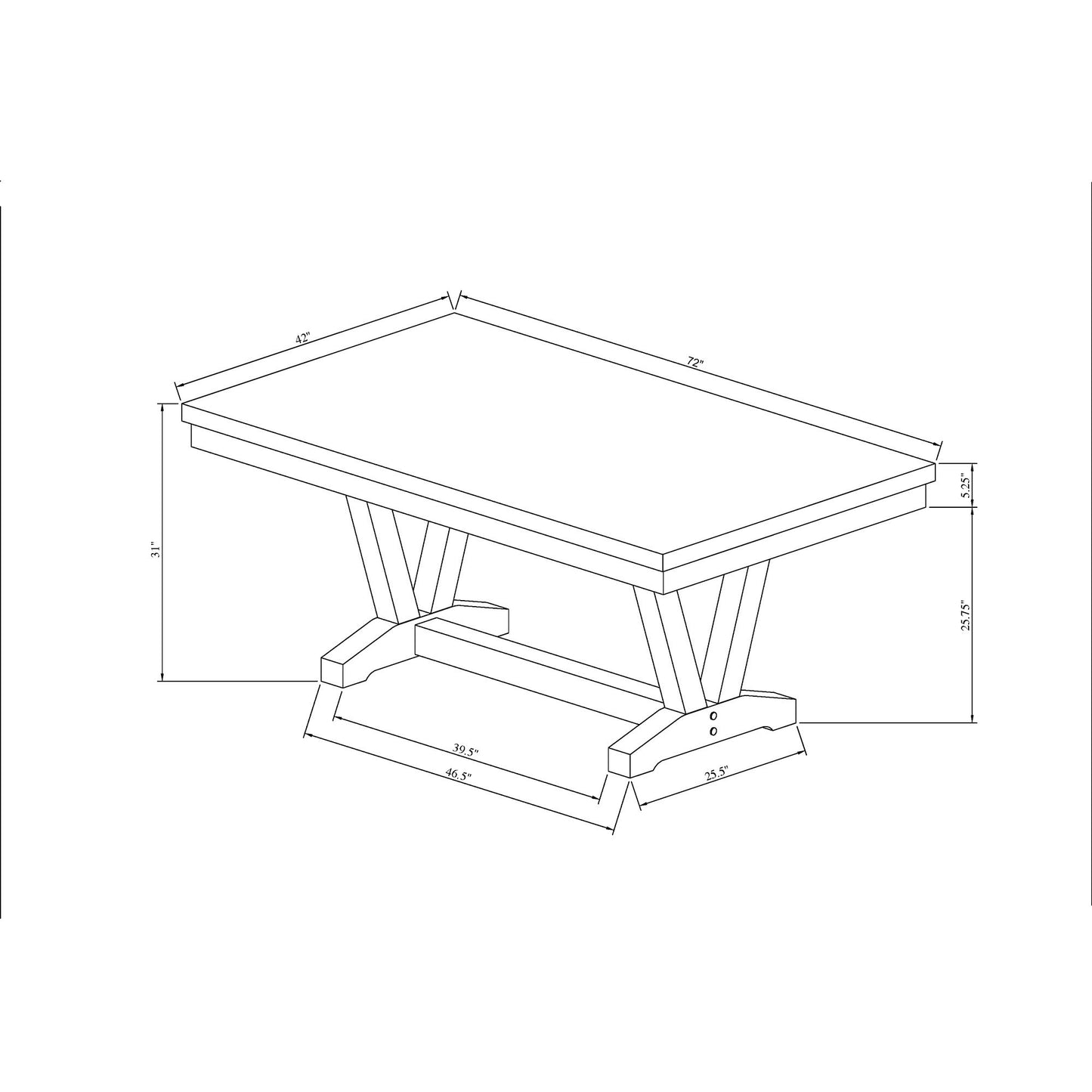 Panda - Dining Table And Trestle Base - Black Global Furniture USA