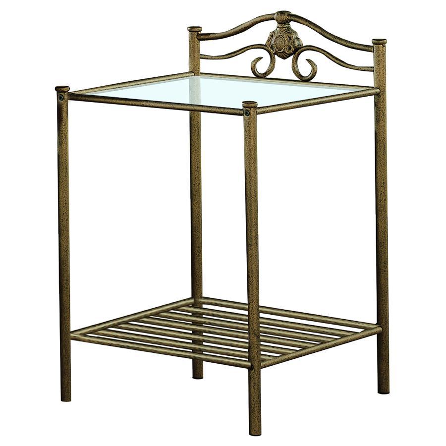 Sydney - Metal 2-Shelf Nightstand - Antique Brushed Gold CoasterEssence