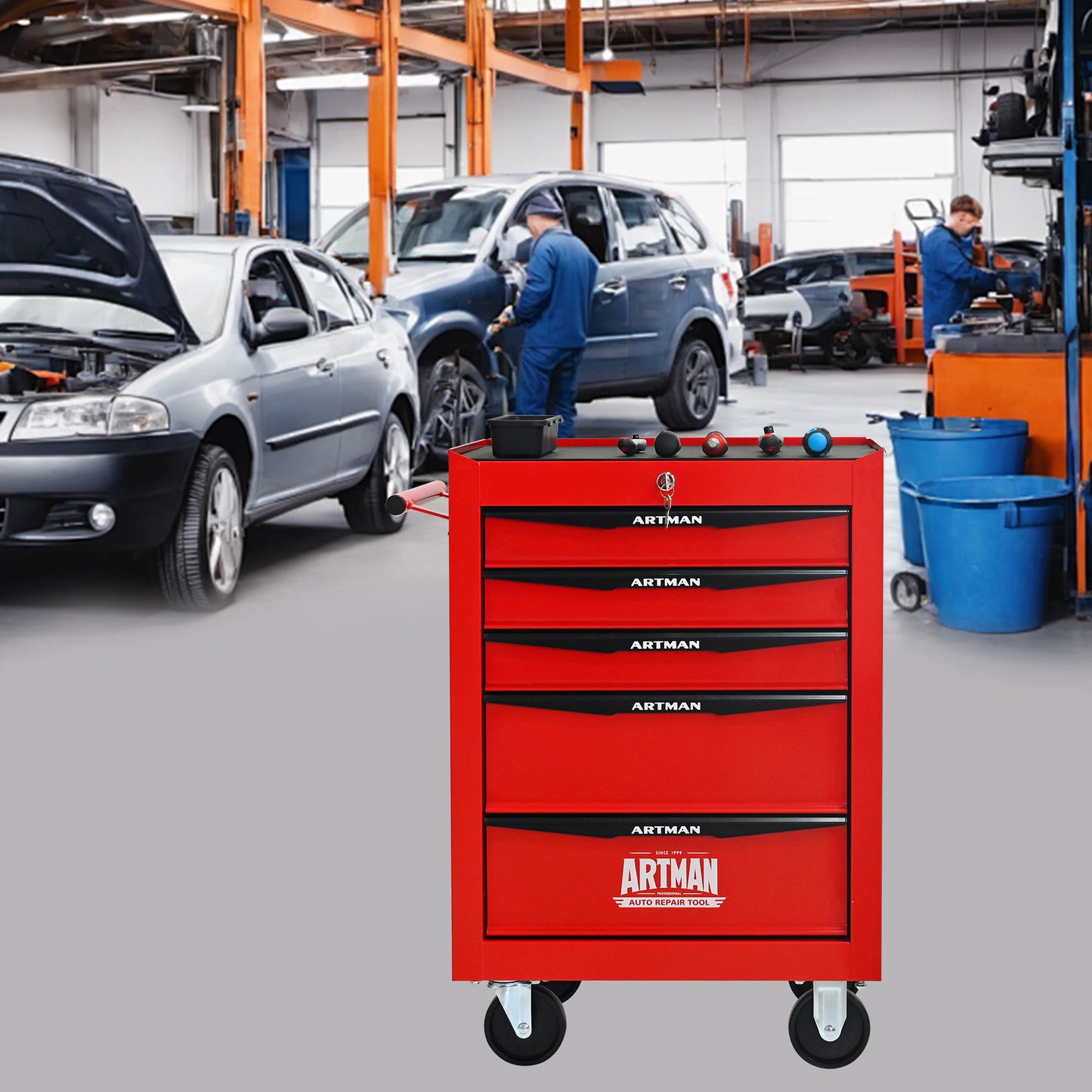 Rolling Metal Tool Chest With Drawers, Steel Storage Cabinet With Ball Bearing Slides Daily Nest