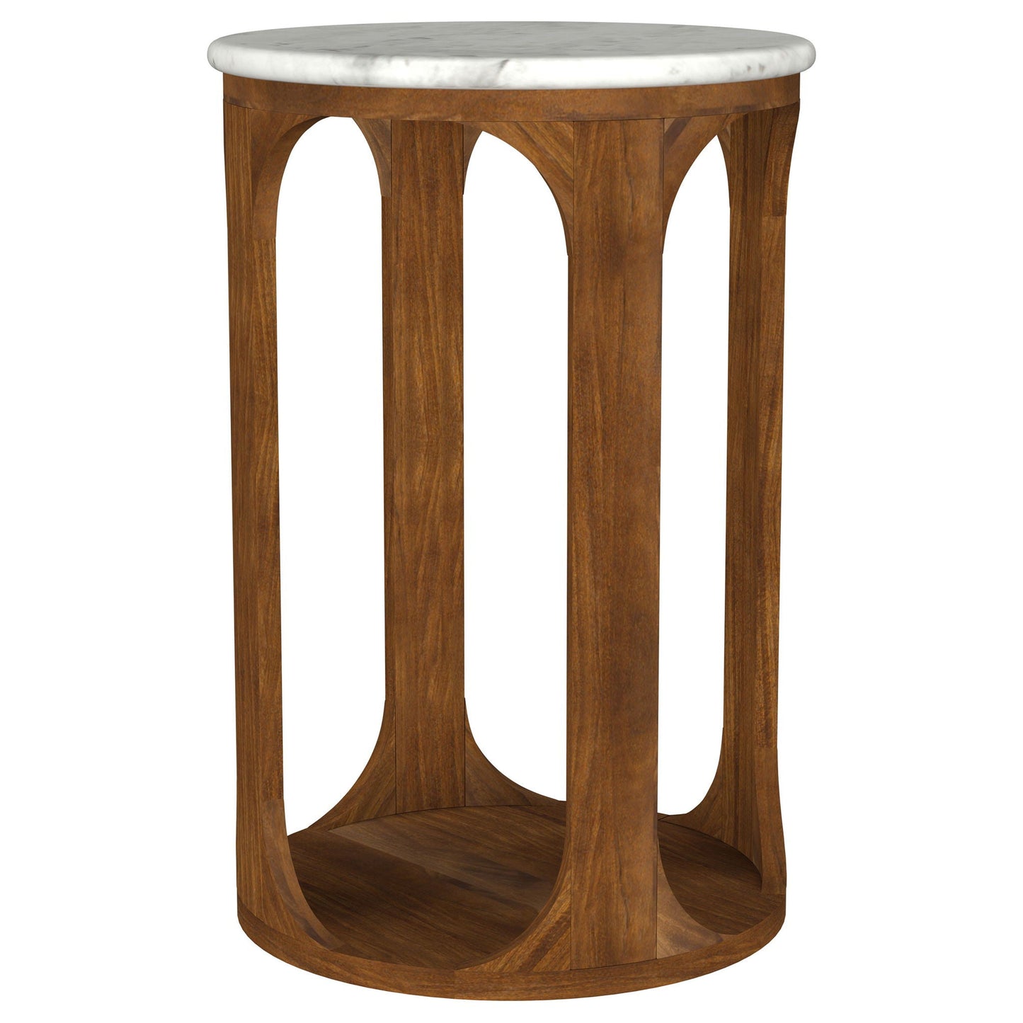 Berkeley - Round Marble Top Side Table - White And Brown Coaster Fine Furniture