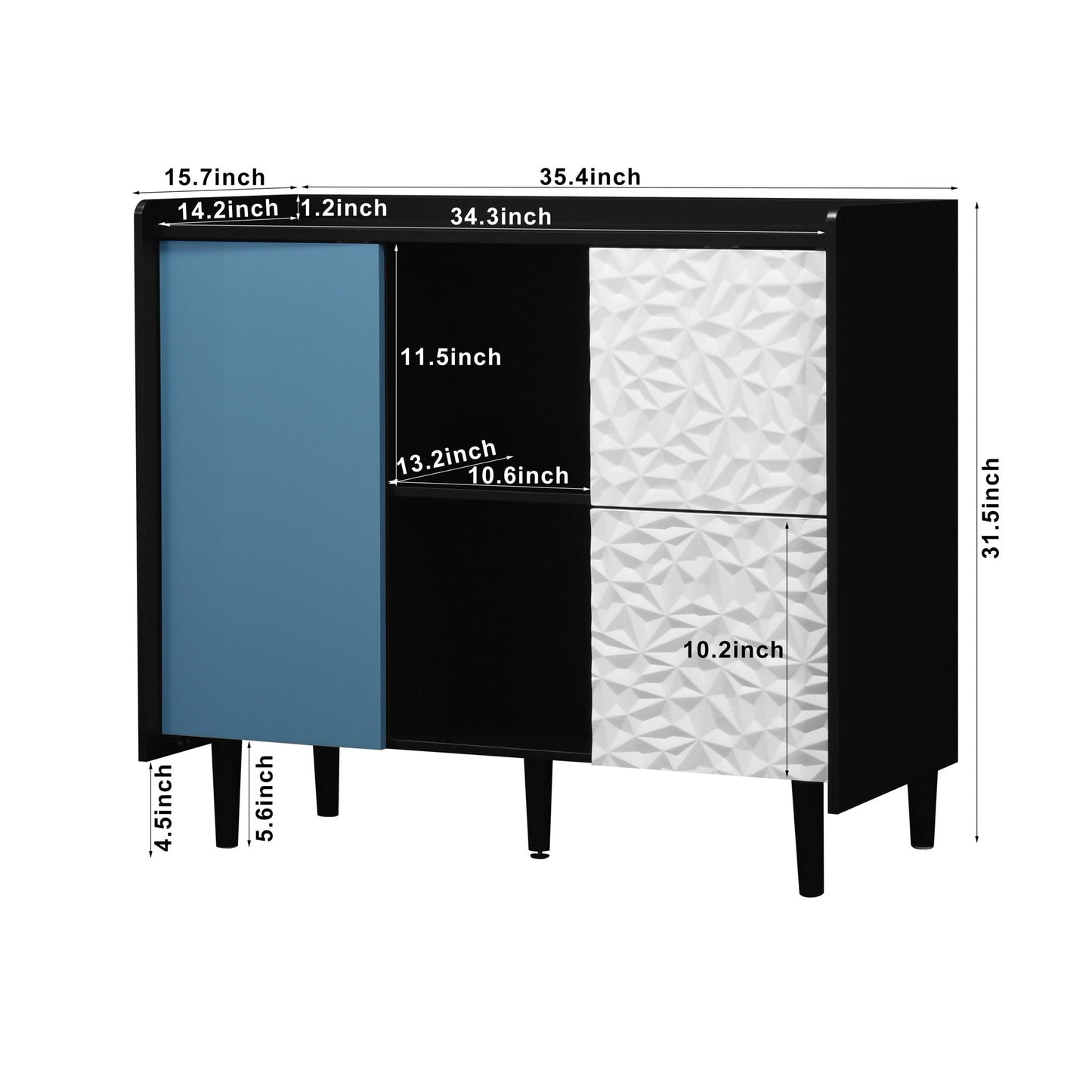 Modern Sideboard Buffet Cabinet With Red Doors And Unique Panel Styling Home Essentials