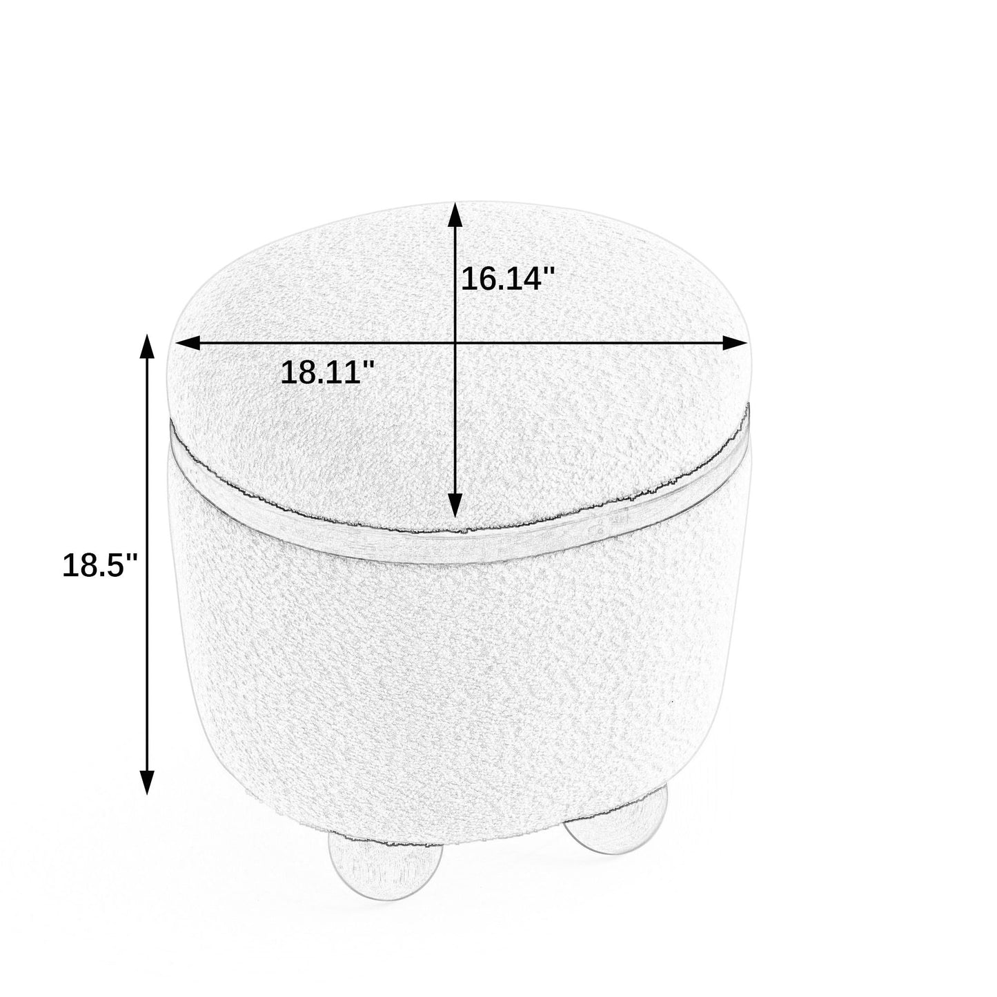 Modern Round Storage Ottoman With Cushioned Seat And Storage Space Dark Loop Yarn Small Size - Green Home Essentials