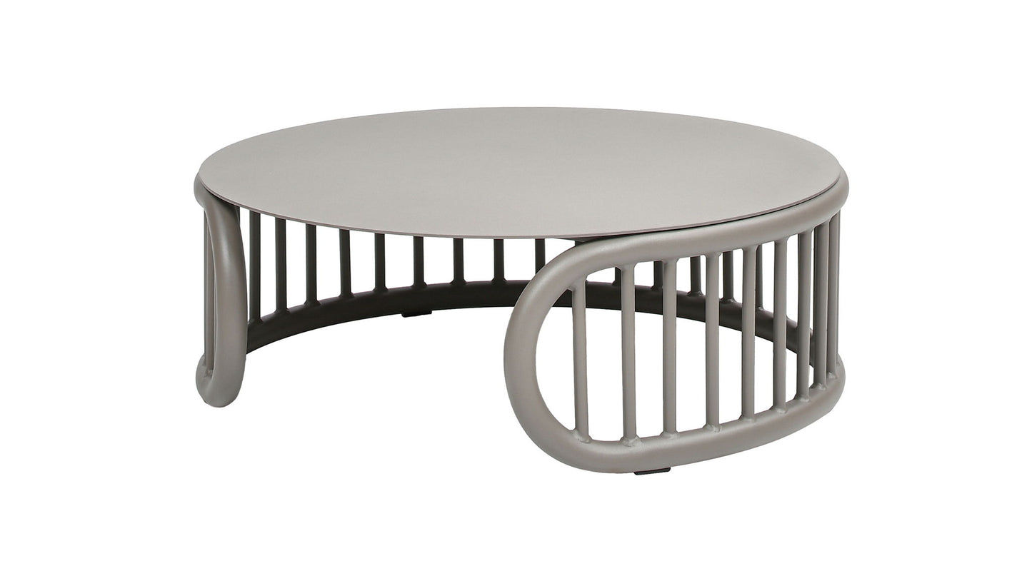 Harper - Indoor/Outdoor Modern Round Coffee Table - Geige Taupe Aluminum Jennifer Taylor Home