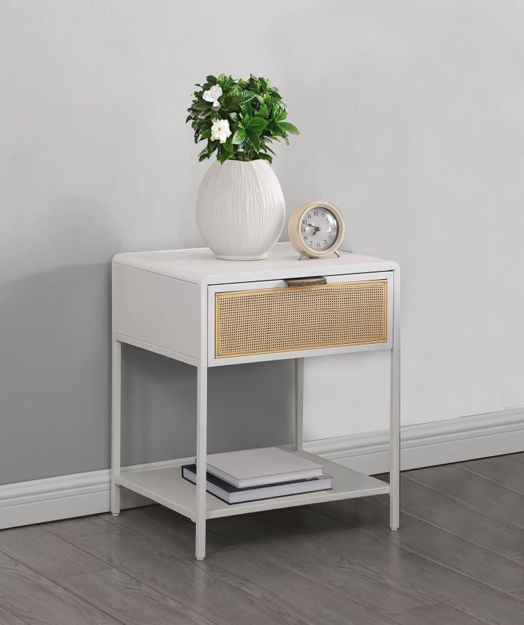 Amherst - 1-Drawer Radio Weave Rattan Metal Side Table Coaster Fine Furniture