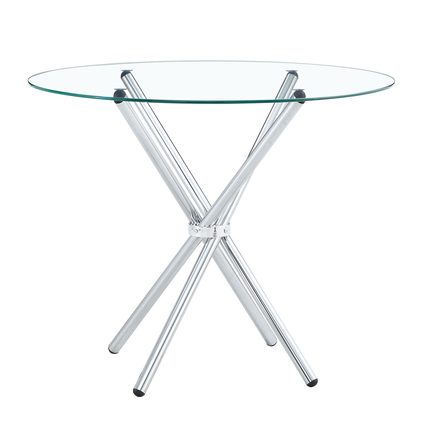 Modern Round Clear Glass Dining Table With Unique Metal Legs For 4 6 People - Silver Home Essentials