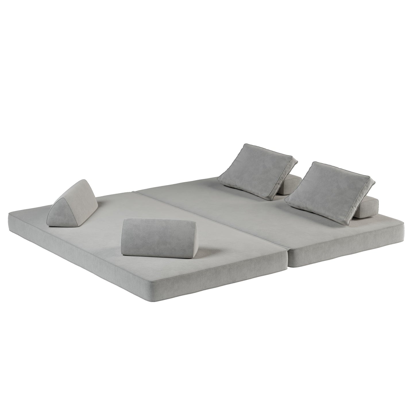 Multifunctional Convertible Sofa Bed With 2 Tumbler Backrests And 2 Pillows, Deep Seat Couch Home Essentials