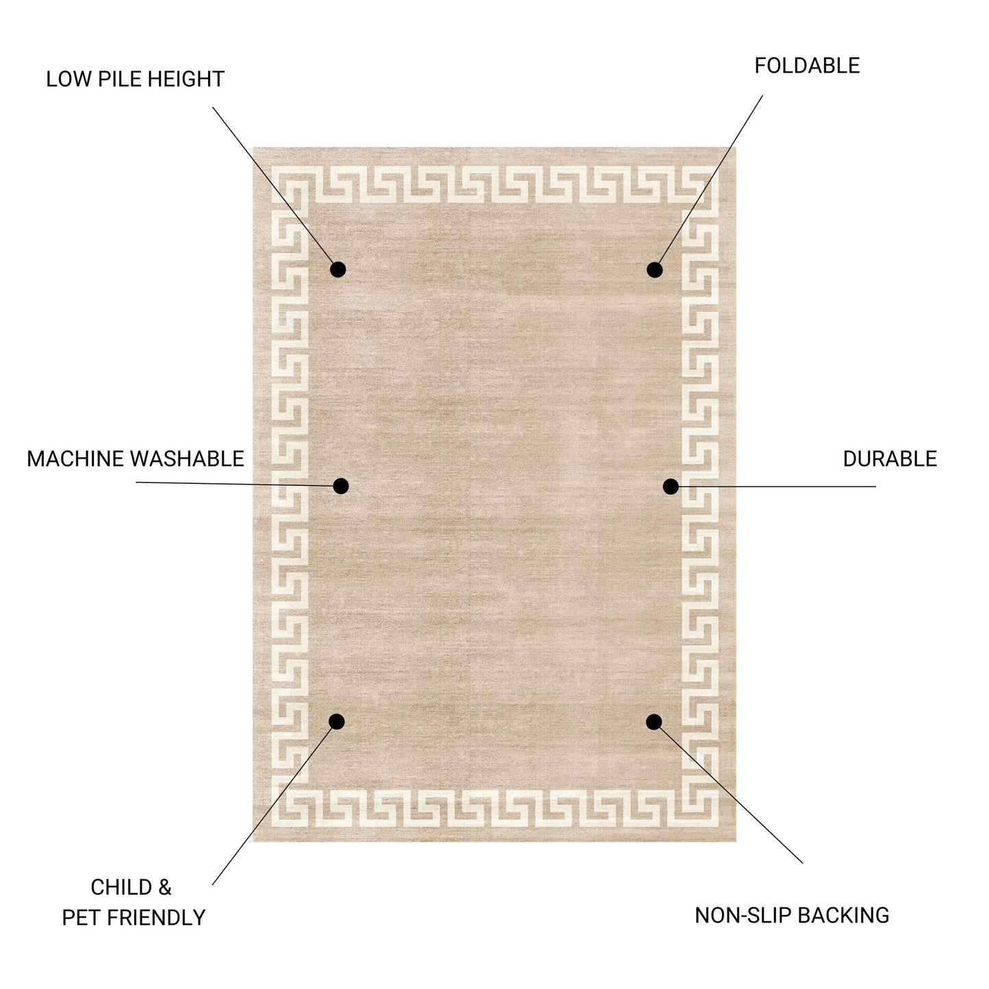 Toucan - Washable Non - Slip Area Rug - Beige Icona Home Decor