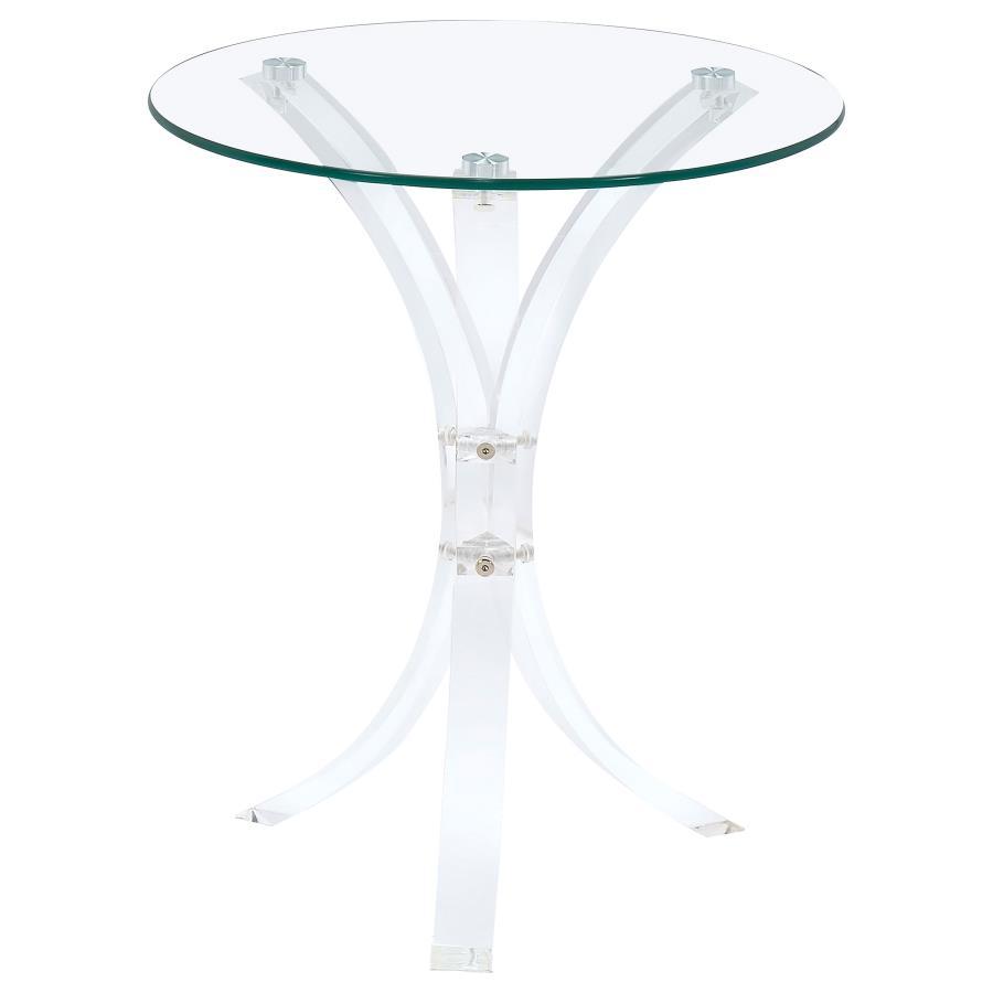 Laning - Round Glass Top Acrylic Side Table - Clear CoasterEveryday