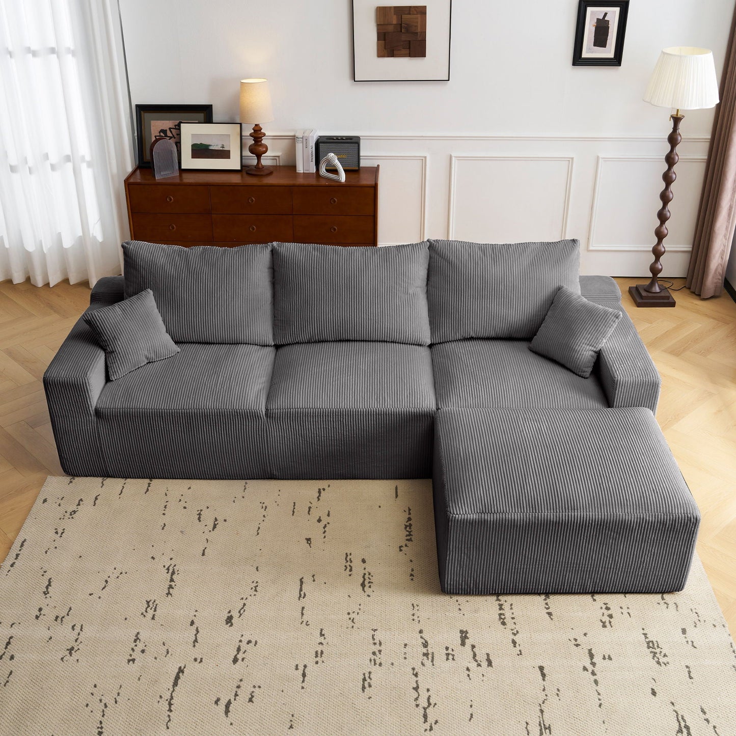 L Shaped Sectional Sofa, Full Compression 3 Seater Cloud Couch With Chaise - Snoozhouse