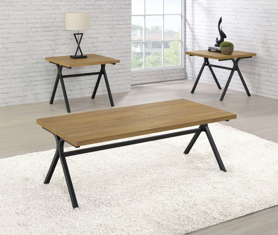 Colmar - 3 Piece Engineered Wood Coffee Table Set - Golden Oak CoasterEssence