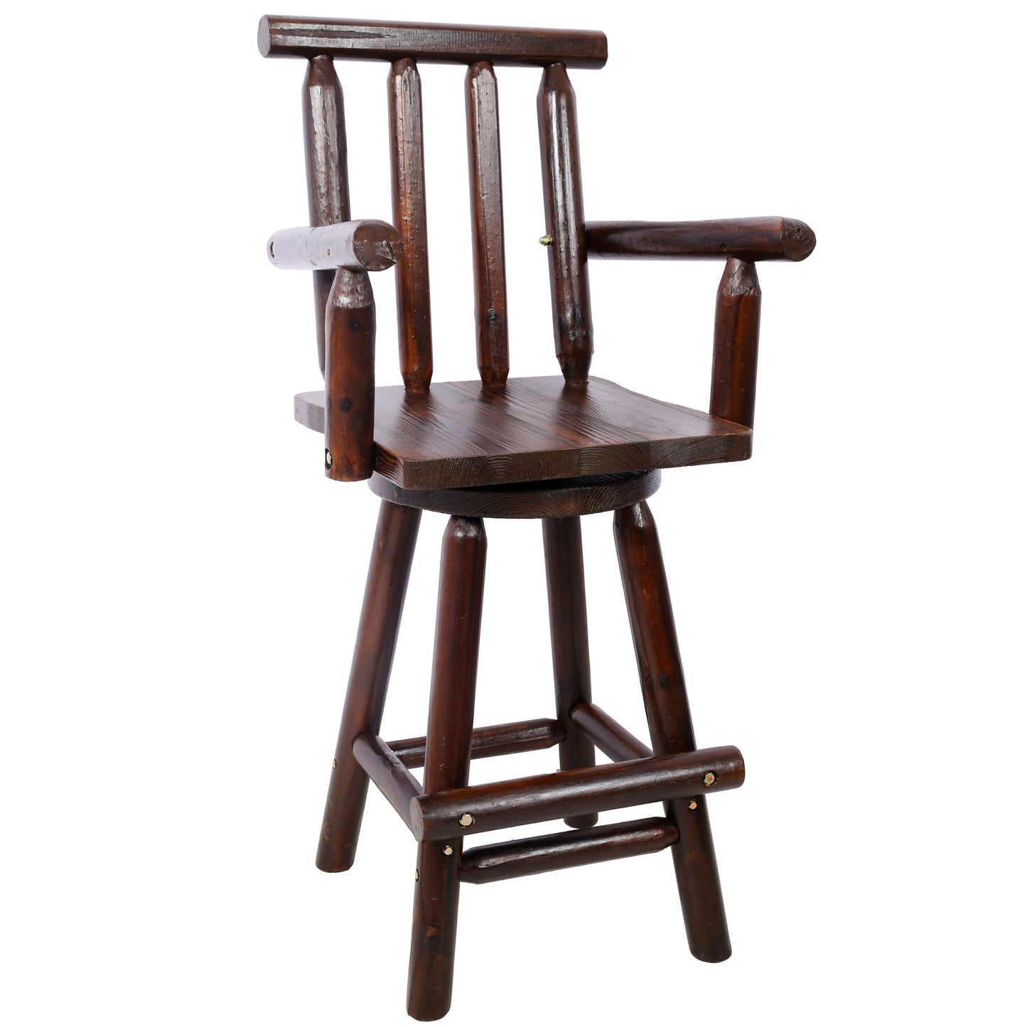 Rustic Bar Stool, Fir Wood Construction, Wide Armrest Home Essentials