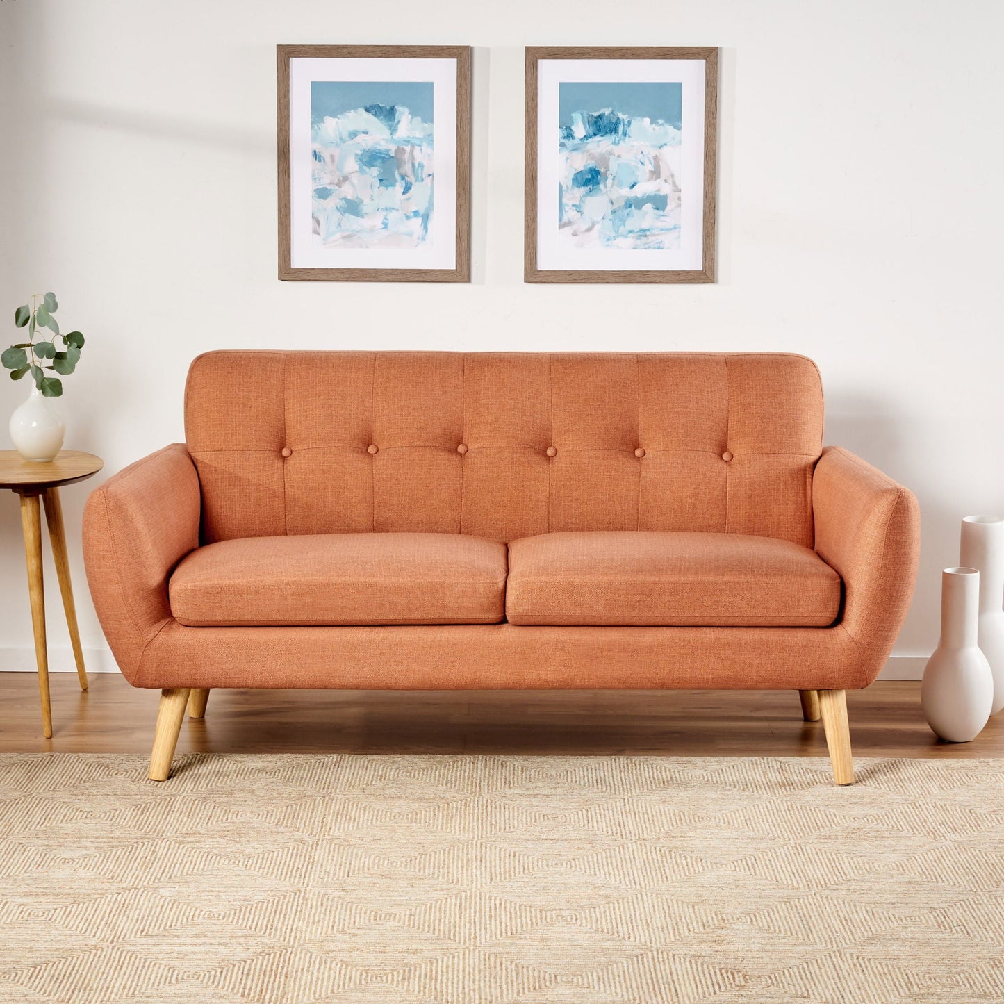 Modern Loveseat Sofa With Button Tufted Backrest Noble House