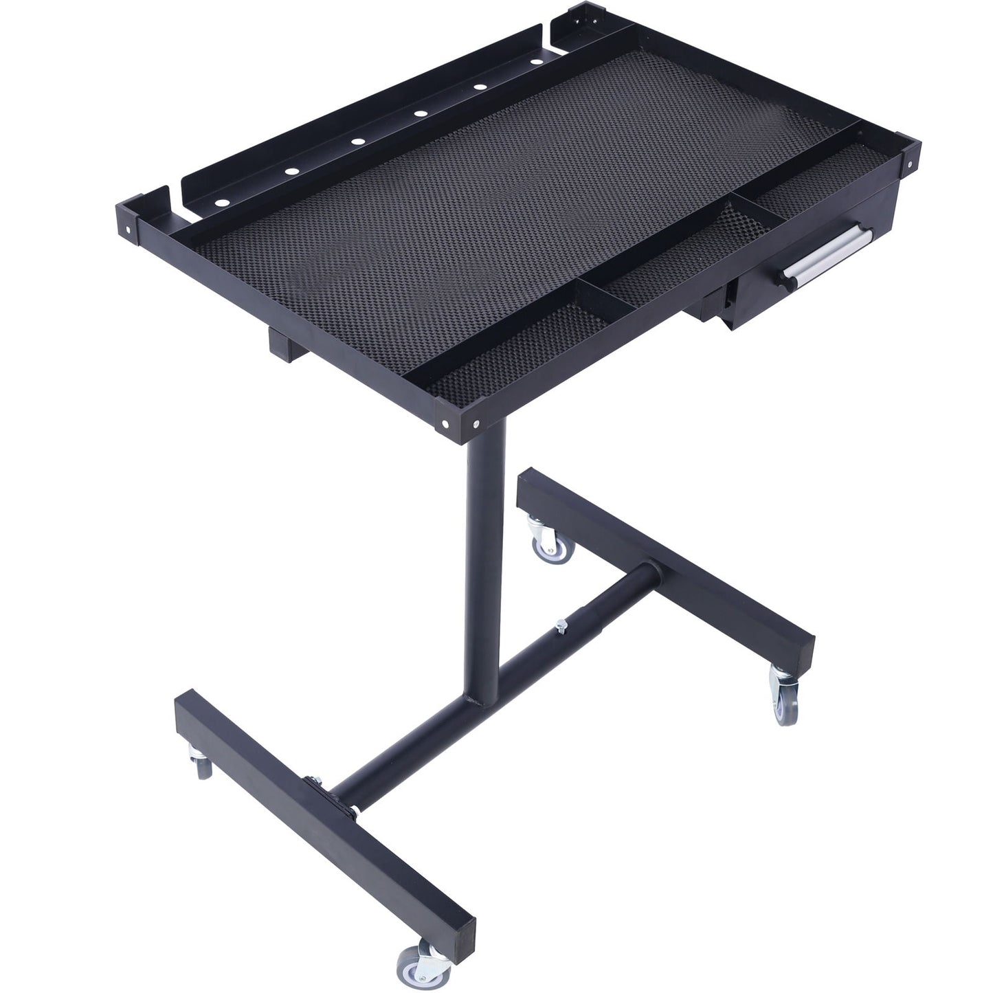Adjustable Tear Down Work Table With Drawer For Garages, Repair Shops, And Diy, Portable, (4) 2.5" Swivel Casters, 220 Pound Capacity, Rubber Corners, Heavy Duty Steel Home Essentials