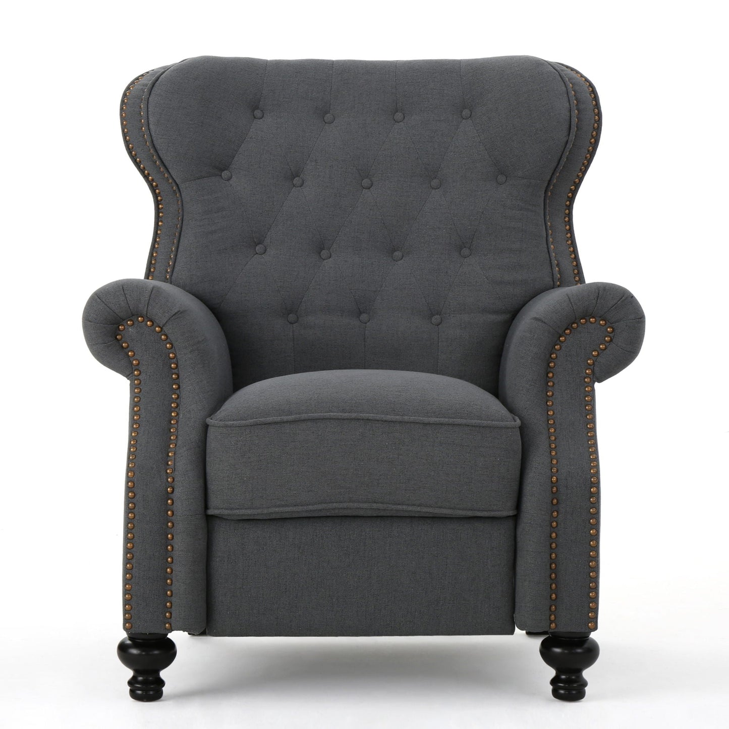 Accented Push Back Recliner Chair With Rolled Arms, Enjoy Cocooning Comfort Noble House