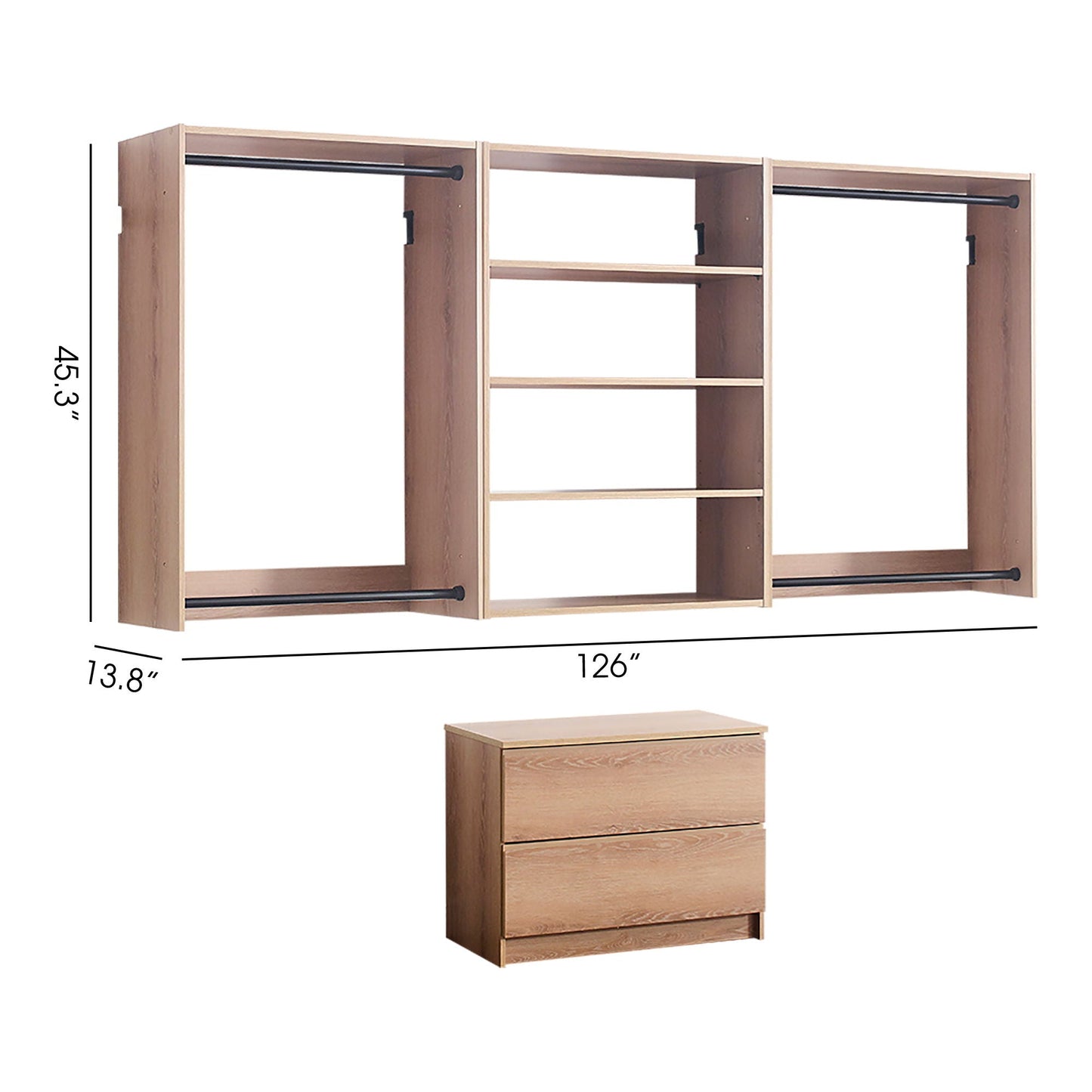 Devi - Wall Mounted Wood Closet System With Modular Units Home Essentials