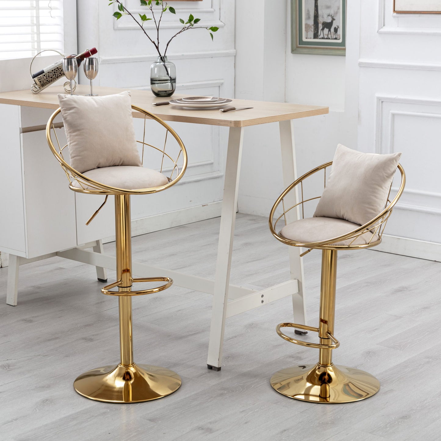 Unique Design Bar Chair, 360 Degree Rotation, Adjustable Height, Suitable For Dining Room And Bar Home Essentials