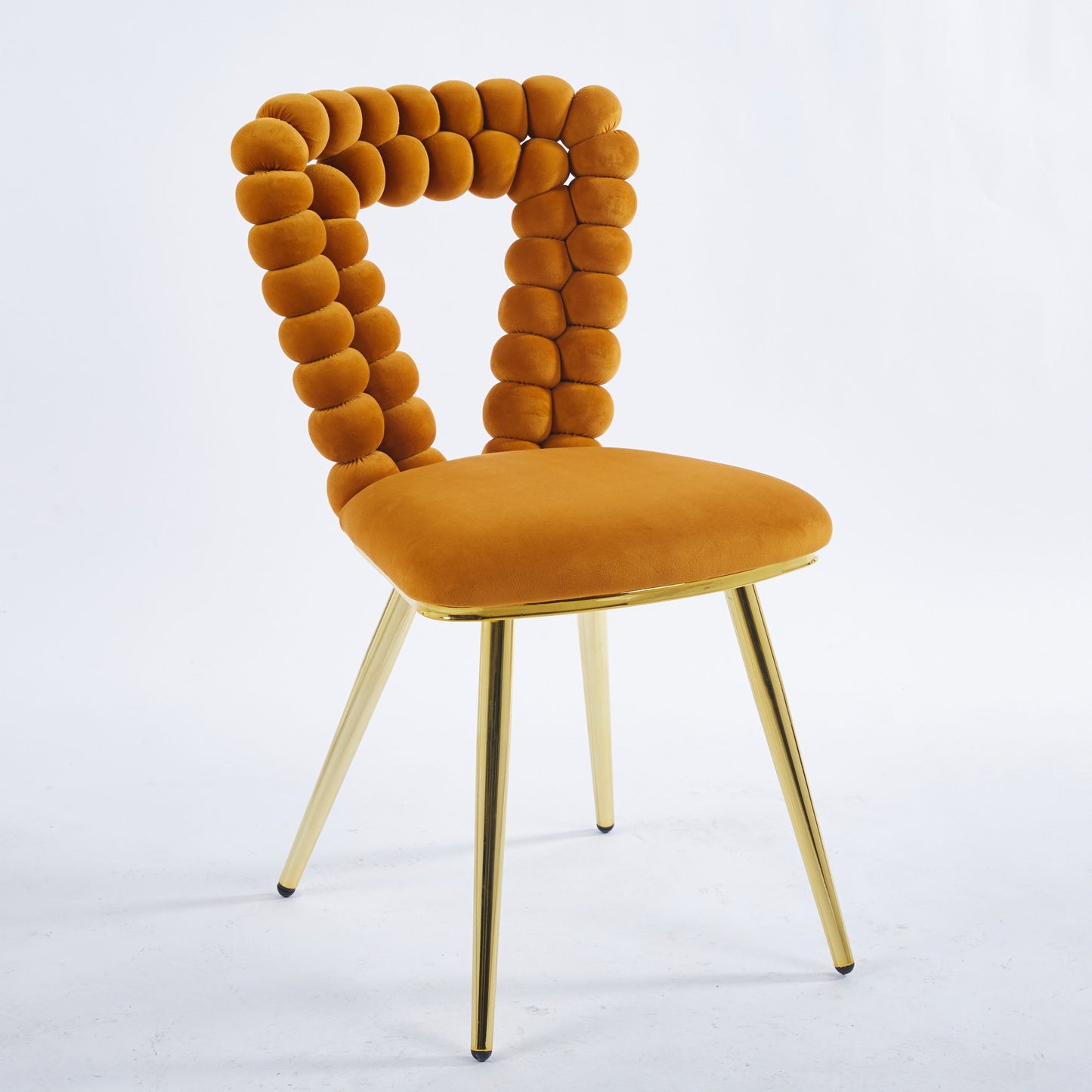 Modern Chair With Iron Tube Legs, Soft Cushions And Comfortable Backrest, Suitable For Dining Room, Living Room, Cafe, Hairball Back Home Essentials