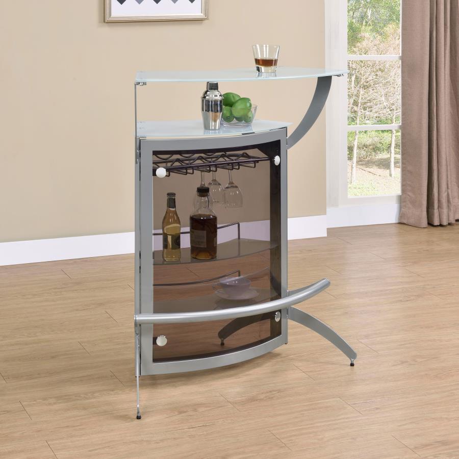 Dallas - 2-Shelf Curved Freestanding Home Bar Cabinet CoasterEssence