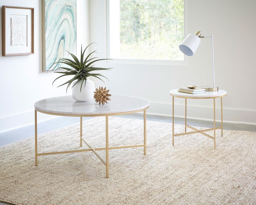 Ellison - Round Marble Coffee And End Table Set Coaster Fine Furniture