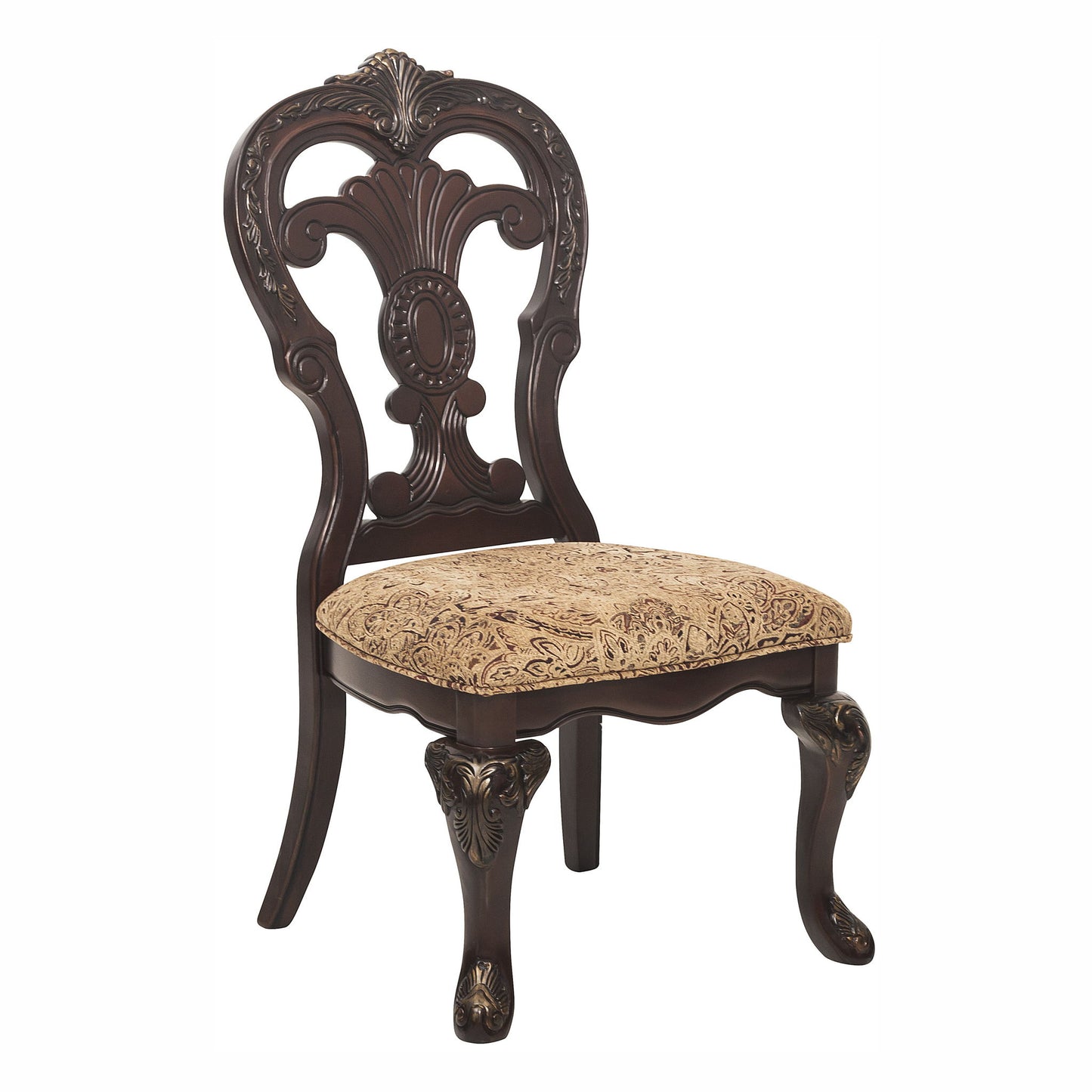 Elegant Style Beautiful Side Chairs 2 Piece Set Cherry With Tipping Fabric Upholstered Traditional Dining Furniture - Cherry Home Essentials