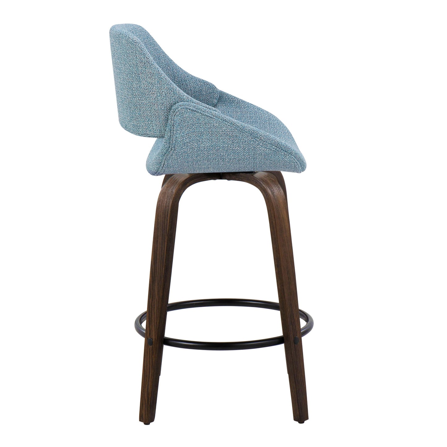 Fabrico - Mid Century Modern Fixed Height Counter Stool & Round Footrest (Set of 2) Lumi Source