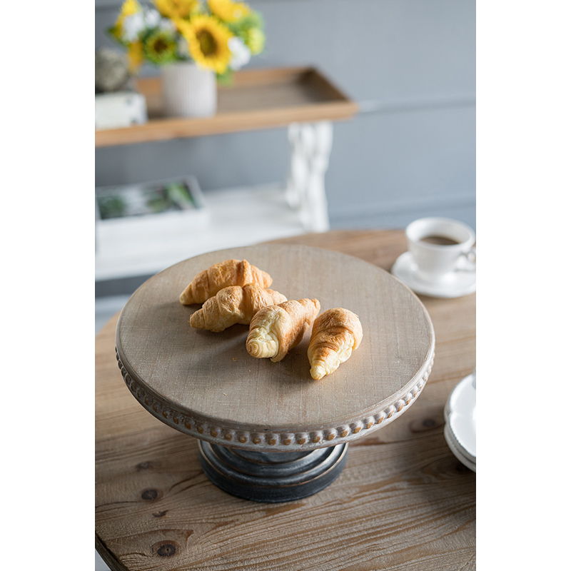 Wooden Display Stand With Beaded Trim - Black Brown Daily Nest