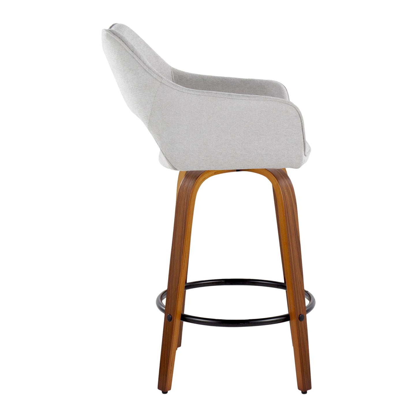 Mustang - Contemporary Fixed Height Counter Stool With Swivel With Round Footrest (Set of 2) Lumi Source